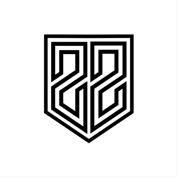 ZZ Letter Logo monogram shield geometric line inside shield isolated style design template