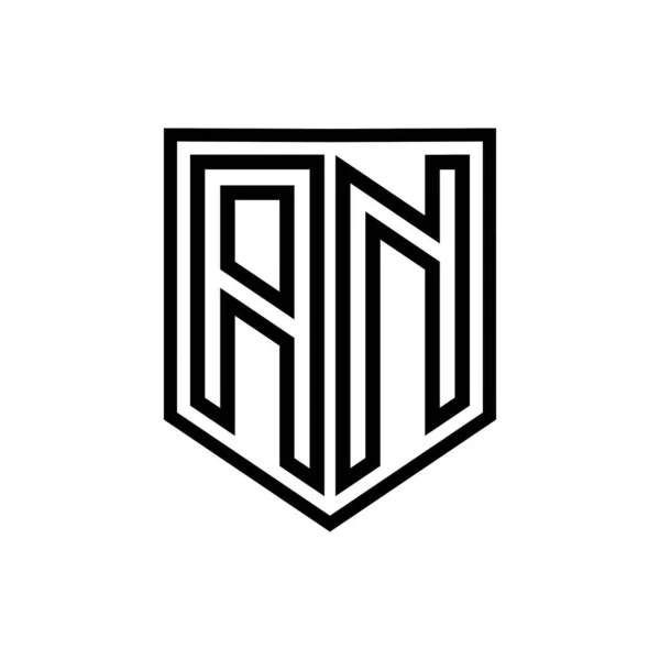 AN Letter Logo monogram shield geometric line inside shield isolated style design template