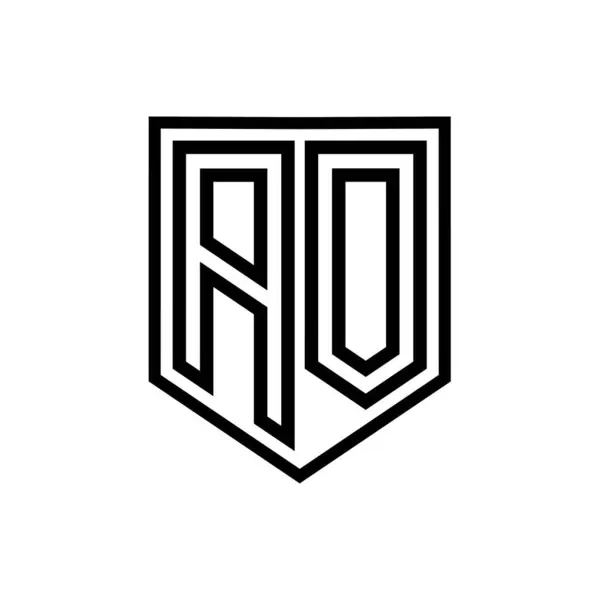 AO Letter Logo monogram shield geometric line inside shield isolated style design template