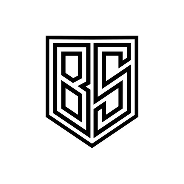 BS Letter Logo monogram shield geometric line inside shield isolated style design template