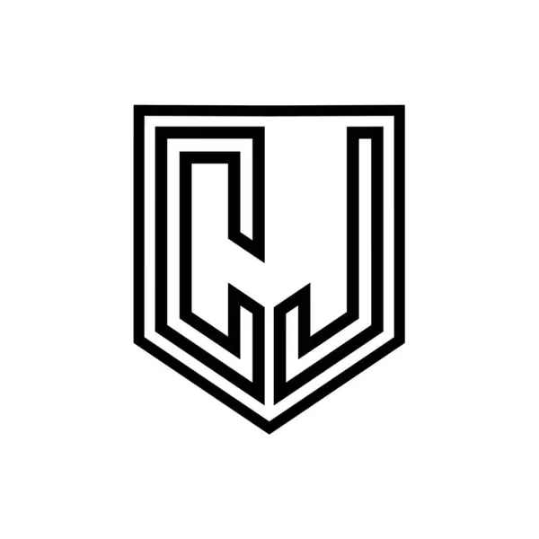 CJ Letter Logo monogram shield geometric line inside shield isolated style design template