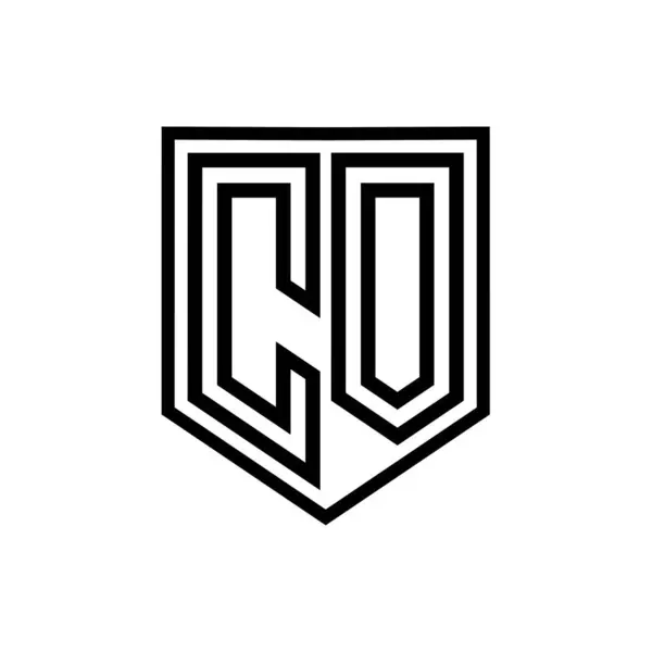 CO Letter Logo monogram shield geometric line inside shield isolated style design template