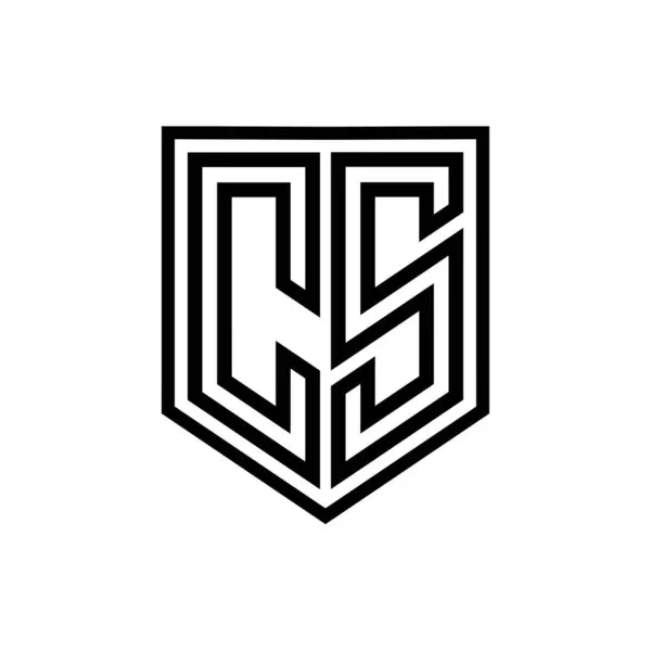 CS Letter Logo monogram shield geometric line inside shield isolated style design template