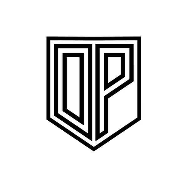 DP Letter Logo monogram shield geometric line inside shield isolated style design template