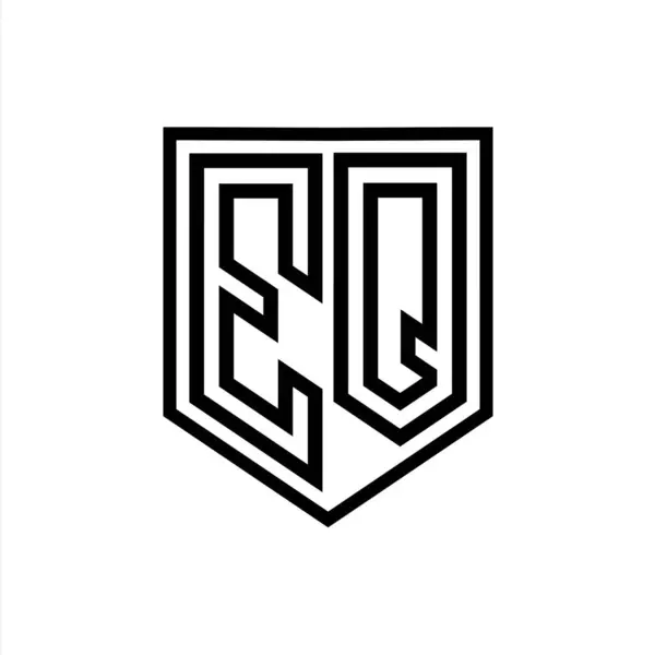 EQ Letter Logo monogram shield geometric line inside shield isolated style design template