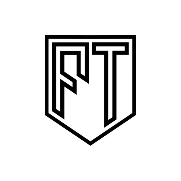 FT Letter Logo monogram shield geometric line inside shield isolated style design template