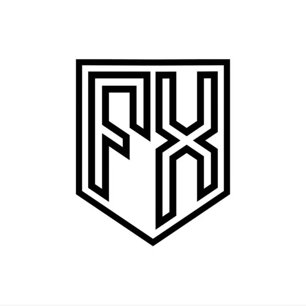 FX Letter Logo monogram shield geometric line inside shield isolated style design template