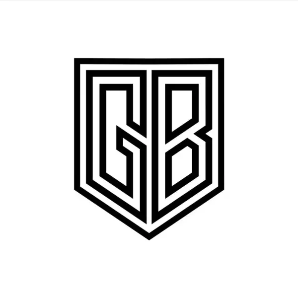 GB Letter Logo monogram shield geometric line inside shield isolated style design template