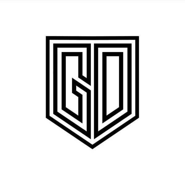 GD Letter Logo monogram shield geometric line inside shield isolated style design template