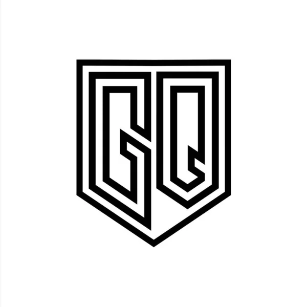 GQ Letter Logo monogram shield geometric line inside shield isolated style design template