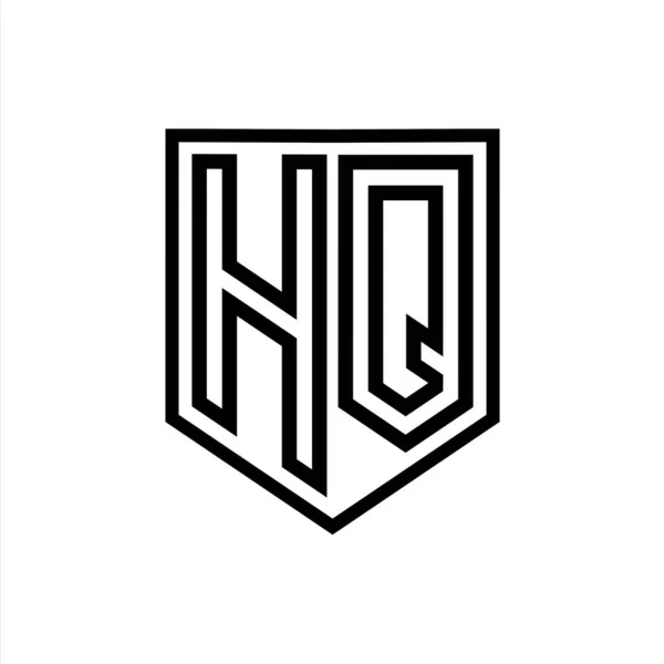 HQ Letter Logo monogram shield geometric line inside shield isolated style design template