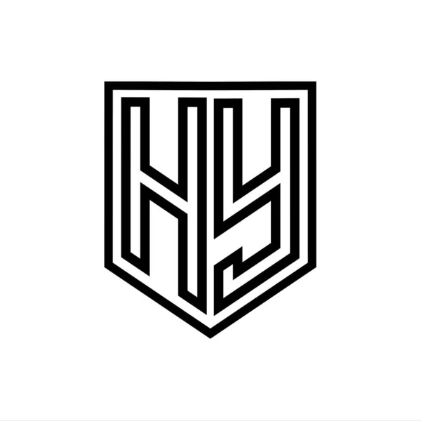 HY Letter Logo monogram shield geometric line inside shield isolated style design template