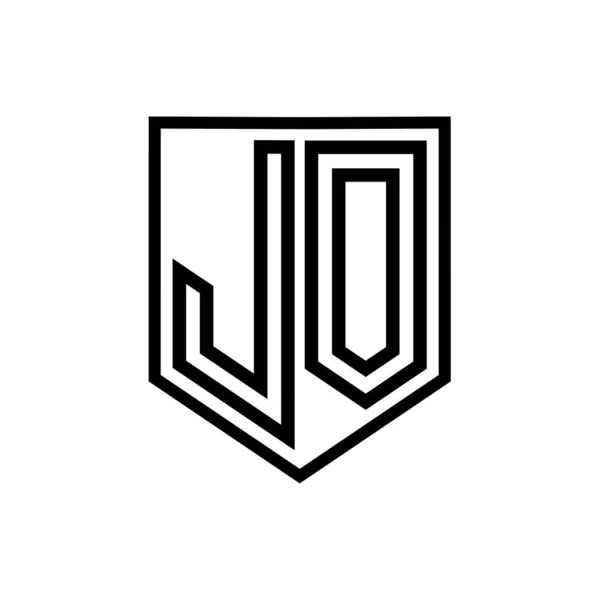 JO Letter Logo monogram shield geometric line inside shield isolated style design template