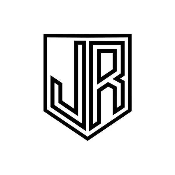 JR Letter Logo monogram shield geometric line inside shield isolated style design template