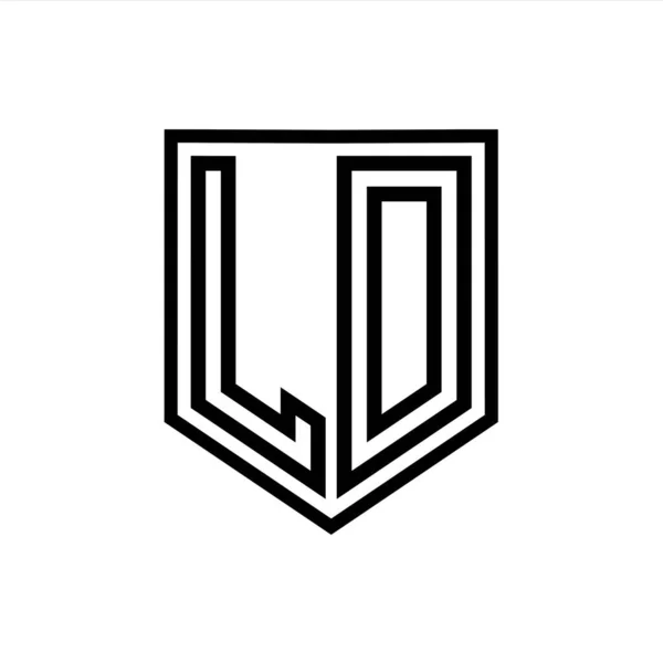 LD Letter Logo monogram shield geometric line inside shield isolated style design template