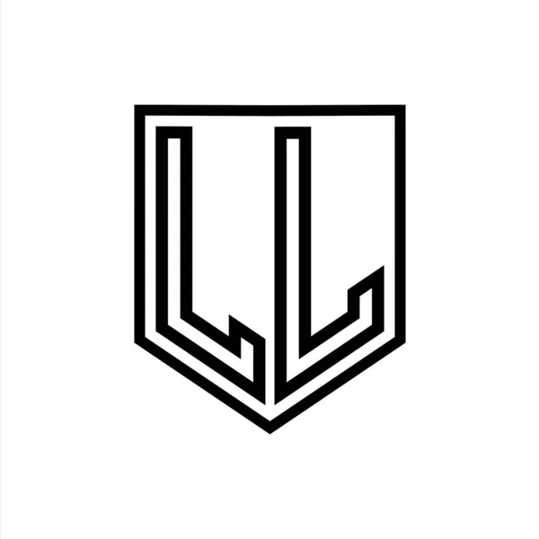 LL Letter Logo monogram shield geometric line inside shield isolated style design template