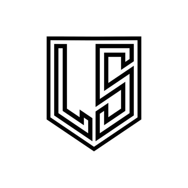 LS Letter Logo monogram shield geometric line inside shield isolated style design template