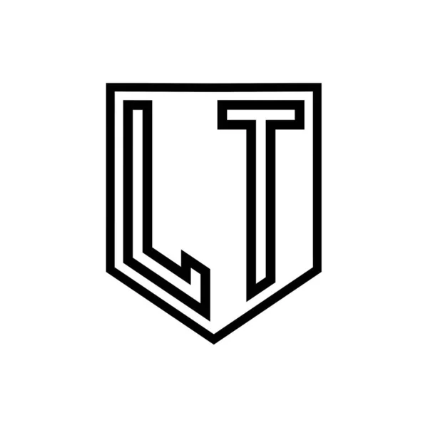 LT Letter Logo monogram shield geometric line inside shield isolated style design template
