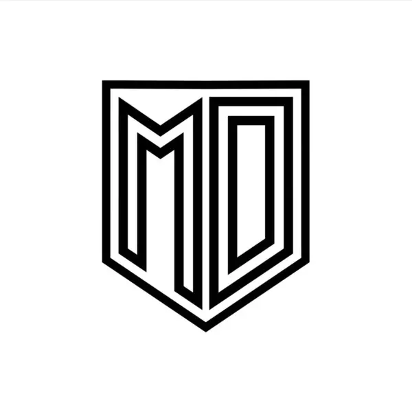 Letter Logo Escudo Monograma Línea Geométrica Escudo Interior Plantilla Diseño — Foto de Stock