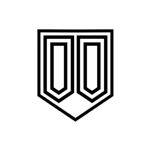 OO Letter Logo monogram shield geometric line inside shield isolated style design template