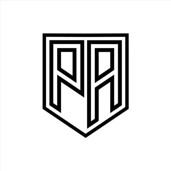 PA Letter Logo monogram shield geometric line inside shield isolated style design template