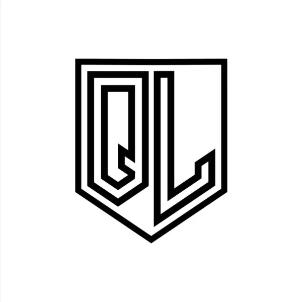 QL Letter Logo monogram shield geometric line inside shield isolated style design template