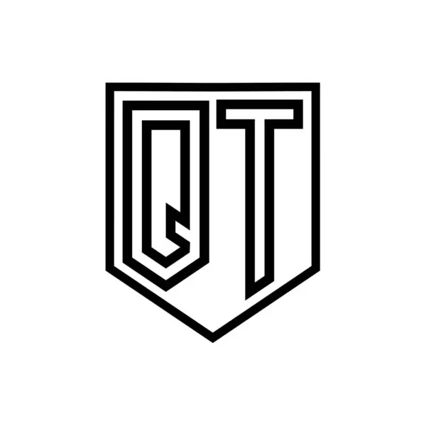 QT Letter Logo monogram shield geometric line inside shield isolated style design template