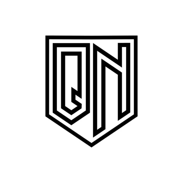 QN Letter Logo monogram shield geometric line inside shield isolated style design template
