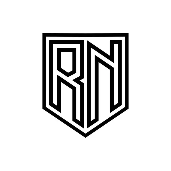 RN Letter Logo monogram shield geometric line inside shield isolated style design template