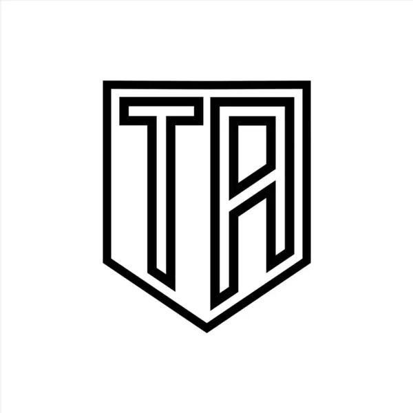 TA Letter Logo monogram shield geometric line inside shield isolated style design template