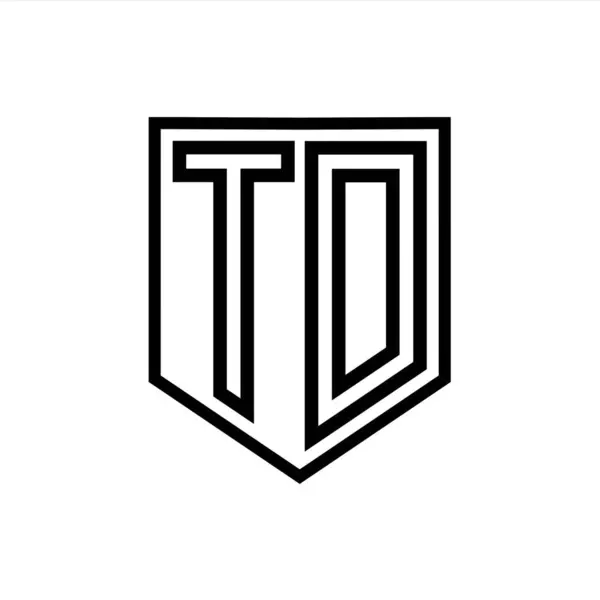 TD Letter Logo monogram shield geometric line inside shield isolated style design template
