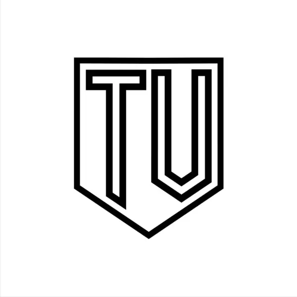 TV Letter Logo monogram shield geometric line inside shield isolated style design template