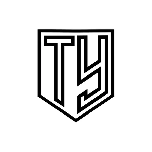 TY Letter Logo monogram shield geometric line inside shield isolated style design template