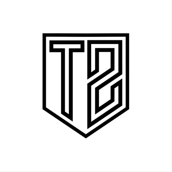 TZ Letter Logo monogram shield geometric line inside shield isolated style design template