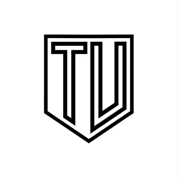 TU Letter Logo monogram shield geometric line inside shield isolated style design template