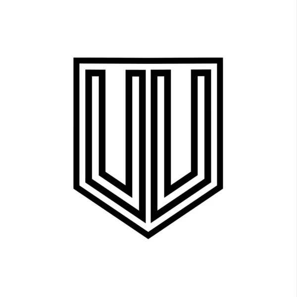 UU Letter Logo monogram shield geometric line inside shield isolated style design template