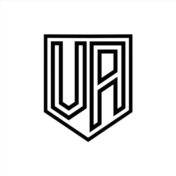 VA Letter Logo monogram shield geometric line inside shield isolated style design template