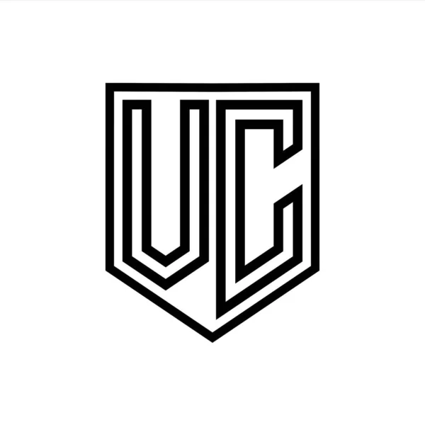 VC Letter Logo monogram shield geometric line inside shield isolated style design template