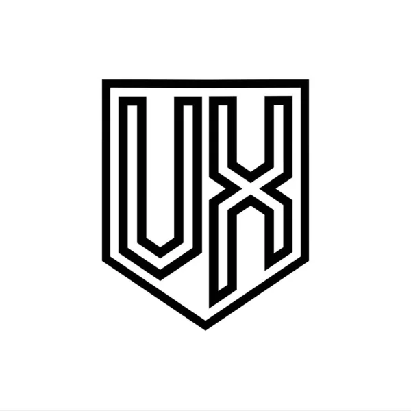 VX Letter Logo monogram shield geometric line inside shield isolated style design template