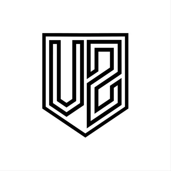 VZ Letter Logo monogram shield geometric line inside shield isolated style design template