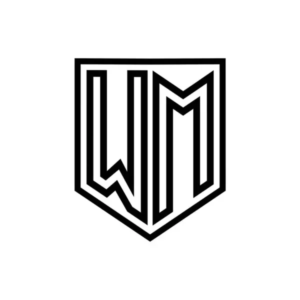 WM Letter Logo monogram shield geometric line inside shield isolated style design template
