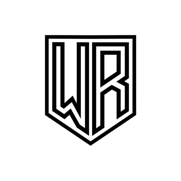 WR Letter Logo monogram shield geometric line inside shield isolated style design template