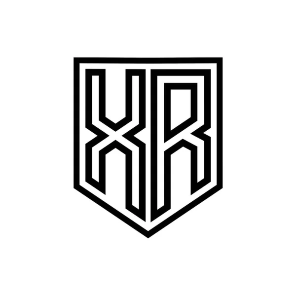XR Letter Logo monogram shield geometric line inside shield isolated style design template