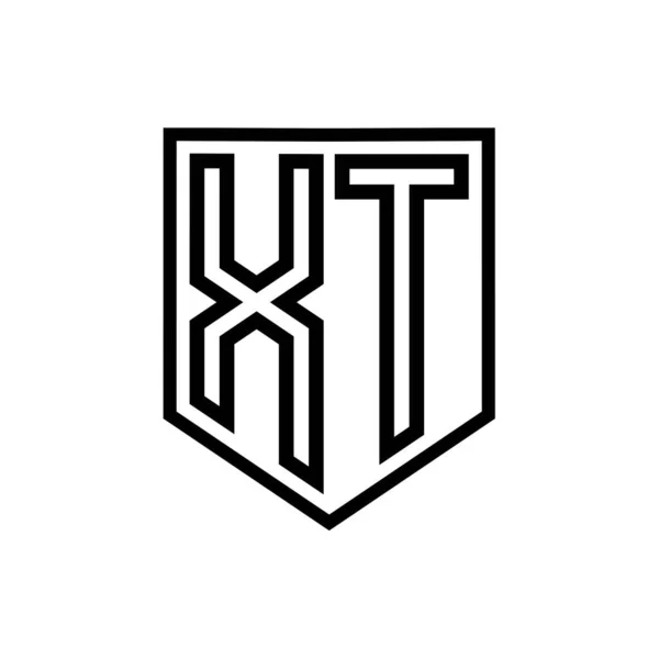 XT Letter Logo monogram shield geometric line inside shield isolated style design template