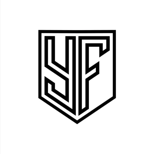 YF Letter Logo monogram shield geometric line inside shield isolated style design template