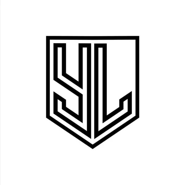 YL Letter Logo monogram shield geometric line inside shield isolated style design template
