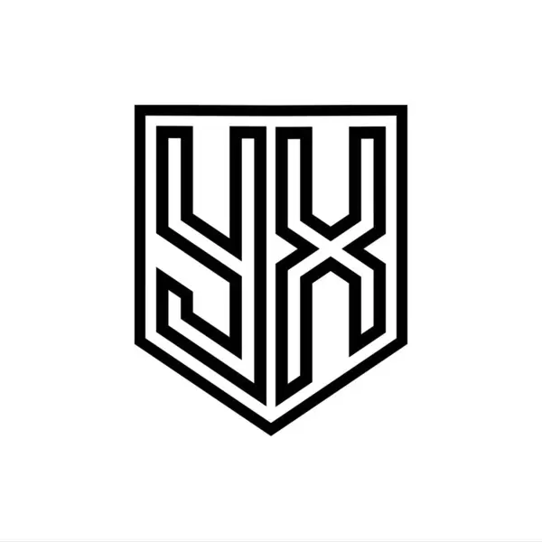 YX Letter Logo monogram shield geometric line inside shield isolated style design template
