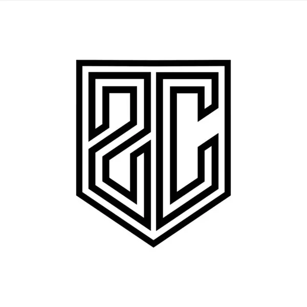 ZC Letter Logo monogram shield geometric line inside shield isolated style design template