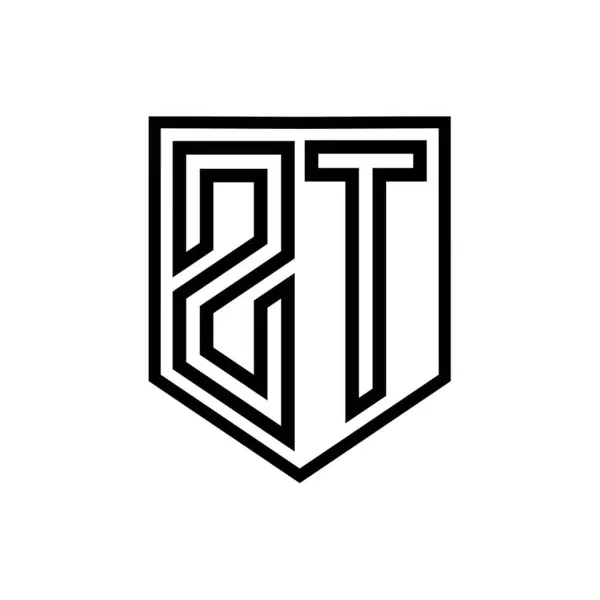 ZT Letter Logo monogram shield geometric line inside shield isolated style design template