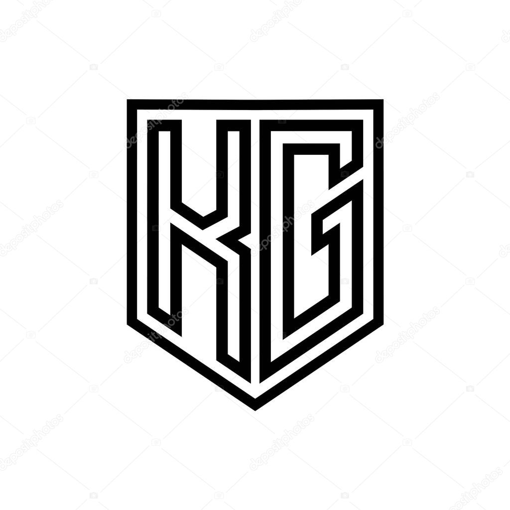 KG Letter Logo monogram shield geometric line inside shield isolated style design template